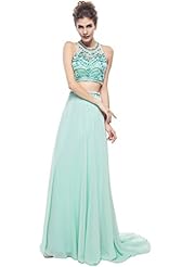 Cocktail Chiffon/Satin Backless Open-Back Beaded Crystal Halter Evening Dress/Pageant Dress/Prom Dress/Wedding Party Dress 