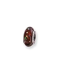 Brown Swirl, Glass Charm for 3mm Charm Bracelets