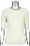 Sutton Studio Cashmere Large Ribbed Crewneck Sweater Plus