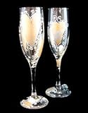 Bride's Heirloom Design - Hand Painted - Matching Set of Toasting Flutes - 6 oz.