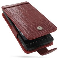 PDair Leather case for Motorola DROID X MB810 - Flip Type (Red/Crocodile Pattern)