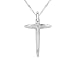 Diamond Cross Pendant in 14K White Gold with Chain