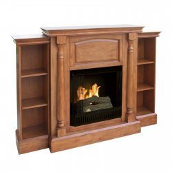 Sutton Gel Fireplace with Bookcases - Golden Oak by Southern Enterprises
