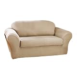 StretchSuede2-pc.LoveseatSlipcover–Oatmeal