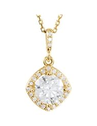 14K Yellow Gold Halo-Style 7/8 ct tw Diamond 18inch Necklace: 1 1/6 CT TW T