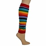IMAGE OF Vibrant Multi Color Rainbow Striped Leg Warmers
