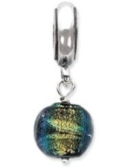 Sterling Silver Green Dichroic Glass Dangle Charm
