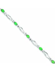 Genuine .925 Sterling Silver Emerald And Diamond Bracelet 3.4 Grams . 100% Satisfaction Guaranteed.