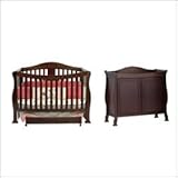 DaVinci Parker 4-in-1 Convertible Wood Crib Set w, Toddler Rail in Coffee