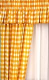 Gingham Yellow 46x42in Unlined Kitchen Readymade Curtains Inc Tiebacks