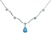 14k White Gold 16 in. Singapore Chain Stone Necklace, w/ 5.00 Total Carats Pear & Brilliant Cut Blue Topaz Stones, & Brilliant Cut Diamond