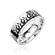 316L Stainless Steel Two Tone Ring with Black Flame - Size: 9-13