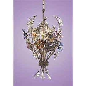 3 Light Chandelier In Bronzed Rust And Multi Colored Crystal Florets By ELK Lighting 9106...