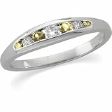 14K White Gold Citrine Anniversary Band with Diamonds