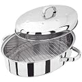 JUDGE HIGH OVAL STAINLESS STEEL SELF BASTING ROASTER. 32CM.