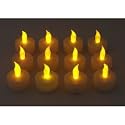 12 Battery Operated AMBER LED Tealight Candles Flameless Heatless No Heat Candle Flickering Wickless Led Long Lasing Life Faux Wedding Holiday Christmas Thanksgiving Party Light Dozen