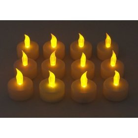 Set of 12 Battery Operated Realistic Flickering Flame Tealight Candles Flameless / Smokeless
