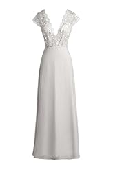 V-neck Lace Cap Sleeves Chiffon Evening Dress/Bridesmaid Dress/Pageant Dress/Prom Dress/Party Dress/Wedding Dress 