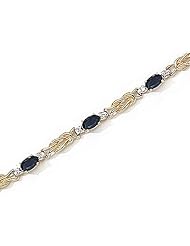 14kt Yellow Gold Oval Blue Sapphire and Diamond Bracelet