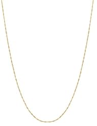 14K 18" Yellow Gold 0.8mm Polish Diamond Cut Singapore Chain With Spring Ring Clasp