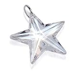 Sterling Silver Clear Crystal 27mm Star Pendant Charm Made with Swarovski Elements