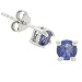 CZ Tanzanite Rhodium Plated Sterling Silver Stud Earrings