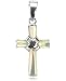 Genuine Pave Shinning White Mother of Pearl Cross Charm Pendant, Sterling Silver (2081)