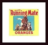 Running Mate Orange Label, 1930 by unknown 12.00X13.25 Framed with Black Wood Frame