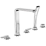 Grohe 19 363 000 Starlight Chrome Veris Double Handle Roman Tub Filler with Personal Hand Shower from the Veris Collection 19 363