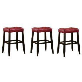 Click here to buy MAN CAVE 3 29 Saddle Back Bar Stools with Red Cushion by The Furniture Cove.