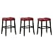 MAN CAVE 3 29" Saddle Back Bar Stools with Red Cushion