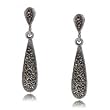 Genuine Marcasite Dangle Drop Earrings in Sterling Silver