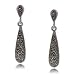 Ladies Sterling Silver Dangle Drop Earrings w Marcasite