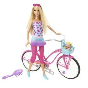 Barbie Doll Beach Party with Bike and Bouncing Puppy