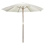 Astonica 50140734 Patio Outdoor Wood Pole Umbrella 9 Natural/Beige