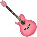 Daisy Rock Wildwood Short Scale Acoustic Left-Handed Guitar, Pink Burst