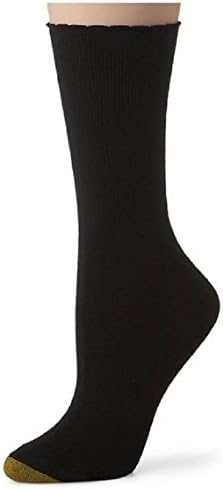 Gold Toe Premier Women's Picot Flat Socks 4-Pack (9-11, Black)