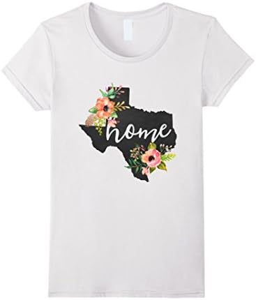 Women's Texas Home Chalkboard Watercolor Flowers State T-Shirt Medium White