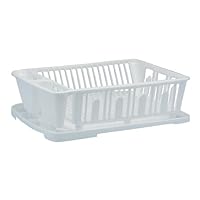 United Solutions Plastic Dish Rack and Drain Board Set, White