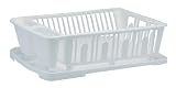 United Solutions Plastic Dish Rack and Drain Board Set, White
