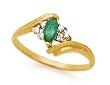 14K YELLOW GOLD EMERALD DIAMOND RING E/0.32 CTW, D/0.05 CTW