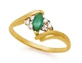 14K YELLOW GOLD EMERALD DIAMOND RING E/0.32 CTW, D/0.05 CTW