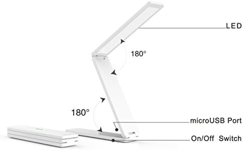Soaiy® SY-TL01 Compact Lightweight Foldable Rechargeable Eye Care Natural White Light LED Desk Table Light Lamp as Desk Lamp, Reading Lamp, Computer Lamp, Bedroom Lamp, Office Lamp Ideal for Travel and Trip (White)