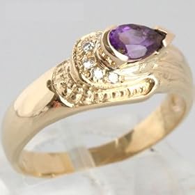 18K Yellow Gold Amethyst and Diamond Estate Ring by 