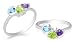 Multicut London Blue Topaz Peridot Amethyst 3 Stone Ring Sterling Silver Size 9