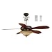 Ellington Birmingham 52-Inch Five-Blade Ceiling Fan with Remote and Wall Control, Blacksmith Bronze with Teastain Light #BRH52BBZ5CRW