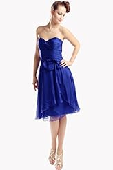A-line Strapless Dropped   Waistline Sweetheart Knee Length Chiffon Lace Bridesmaid Dress  With a Sash 