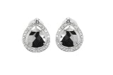 Sterling Silver Black Pear Shaped Cubic Zirconia Earrings by Crislu