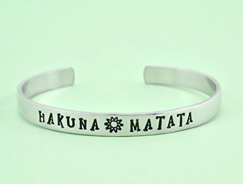 HAKUNA MATATA - Hand Stamped Aluminum Cuff Bracelet, Personalized Gift, Inspirational Gift, Lion King Inspired Phrase Bracelet, Sun Bracelet