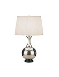 Home Improvement: Robert Abbey 1856 Lamps with Mushroom-Pleated Off White Silk Fabric Shades, Black Base/Vintage Silver Finish - Alico Lighting